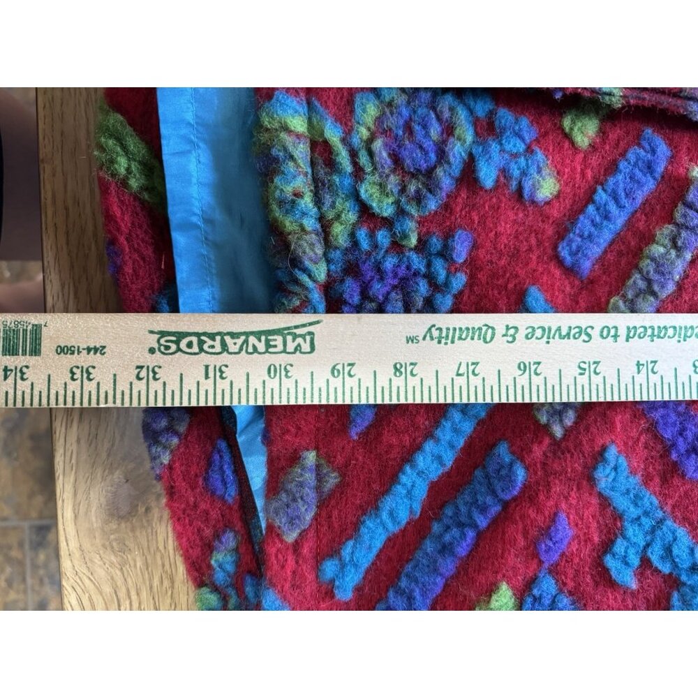 Made in Italy Women Coat Lined Wool Blend? Size Measured Embroidered Button READ - Picture 4 of 9